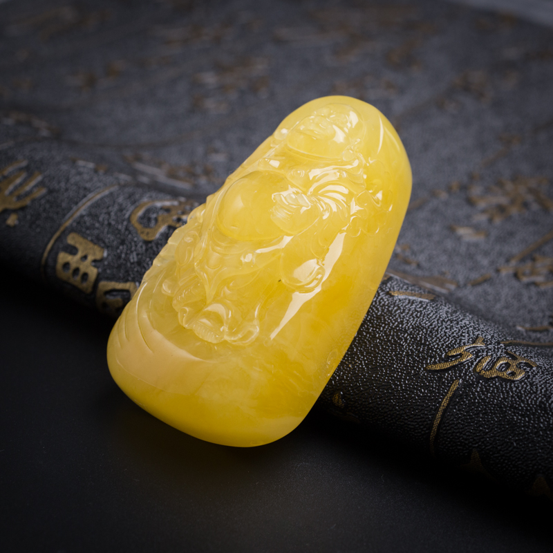 满蜜鸡油黄蜜蜡吊坠-红掌柜