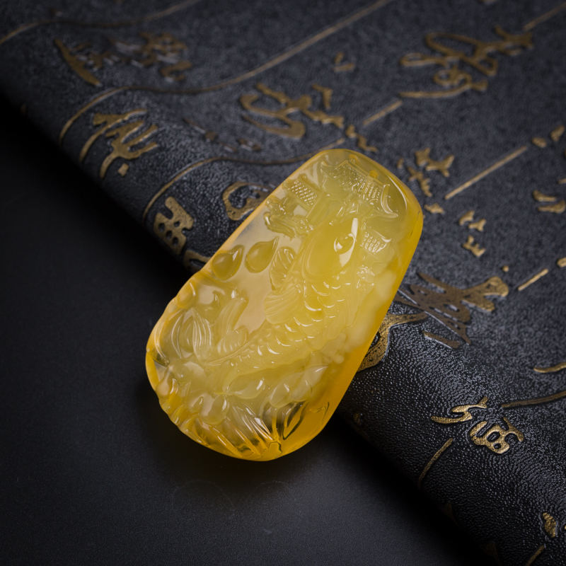 金包蜜鸡油黄蜜蜡吊坠-红掌柜