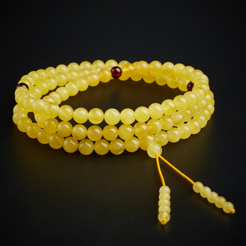 波罗的海天然鸡油黄蜜蜡108颗佛珠手串 - 红掌柜