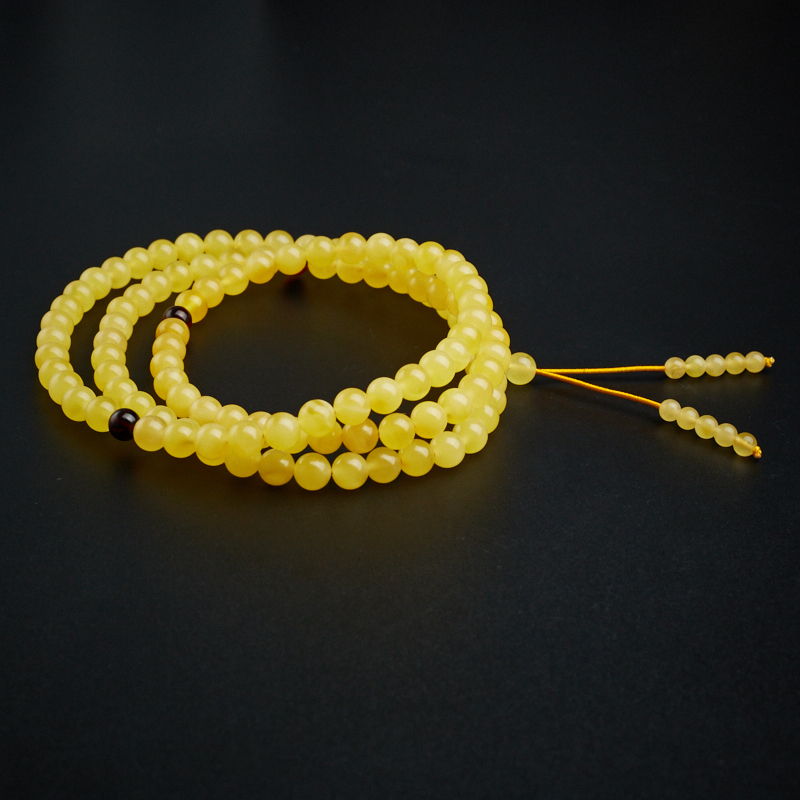 鸡油黄108颗佛珠手串 - 红掌柜
