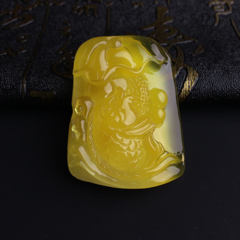 波罗的海天然金包蜜鸡油黄蜜蜡连年有余吊坠 - 红掌柜