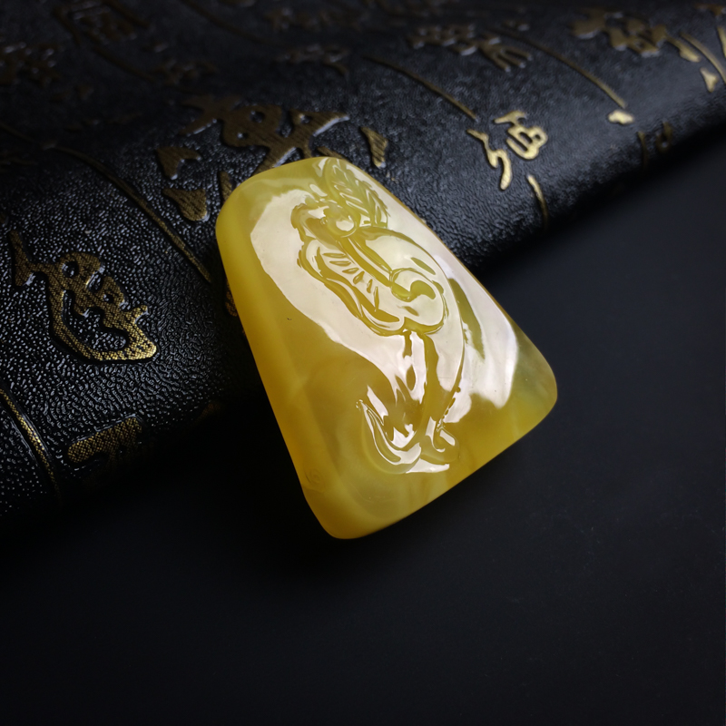 天然满蜜鸡油黄蜜蜡一品清廉吊坠 - 红掌柜