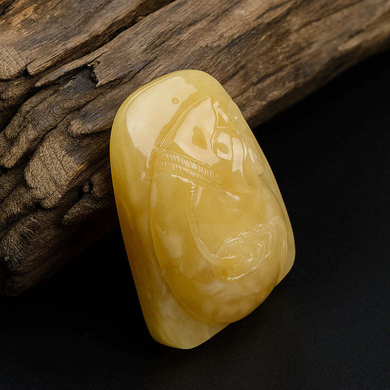 天然满蜜蜜蜡鸡油黄代代富足吊坠-红掌柜