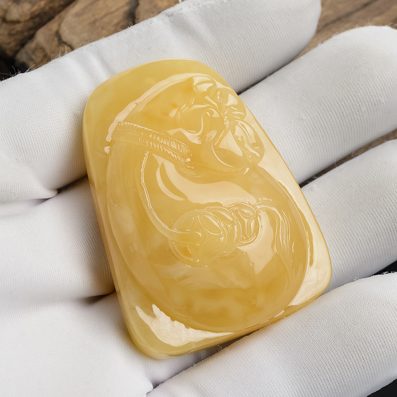 满蜜蜜蜡鸡油黄代代富足吊坠-红掌柜