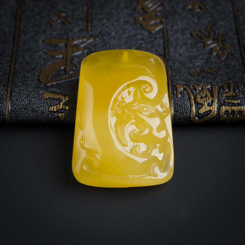 波罗的海天然鸡油黄金绞蜜蜜蜡古龙吊坠-红掌柜