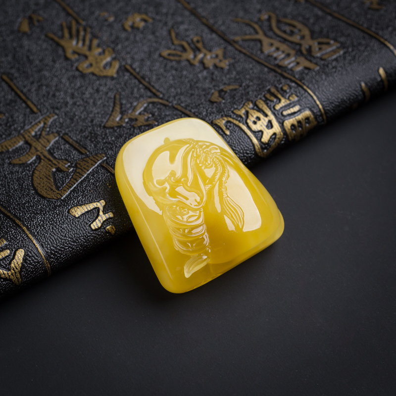 天然鸡油黄满蜜蜜蜡钱袋吊坠-红掌柜