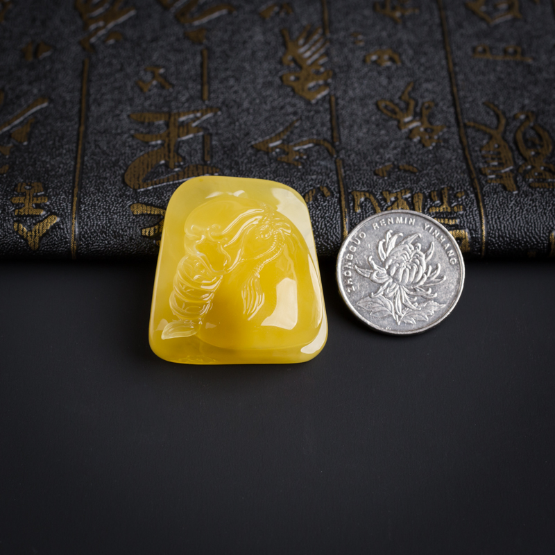 鸡油黄满蜜蜜蜡钱袋吊坠-红掌柜