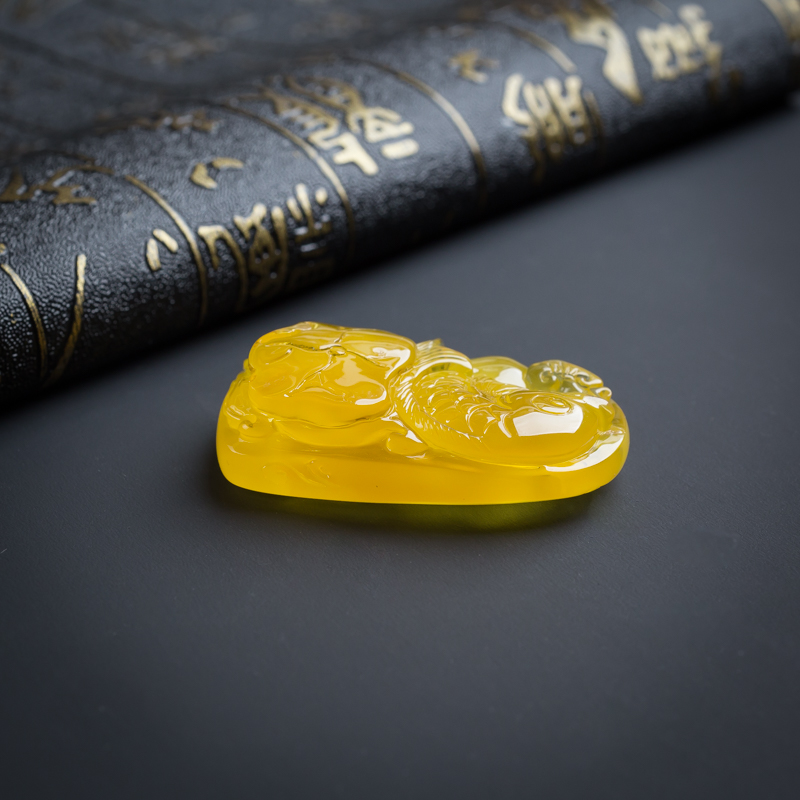 金包蜜鸡油黄蜜蜡吊坠-红掌柜