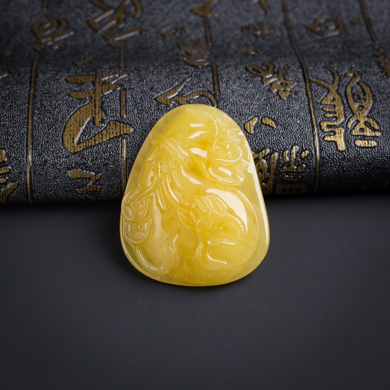 波罗的海天然鸡油黄蜜蜡代代有钱吊坠-红掌柜