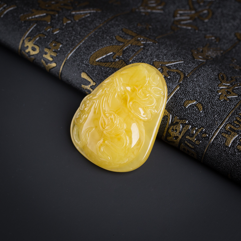 波罗的海鸡油黄蜜蜡代代有钱吊坠-红掌柜