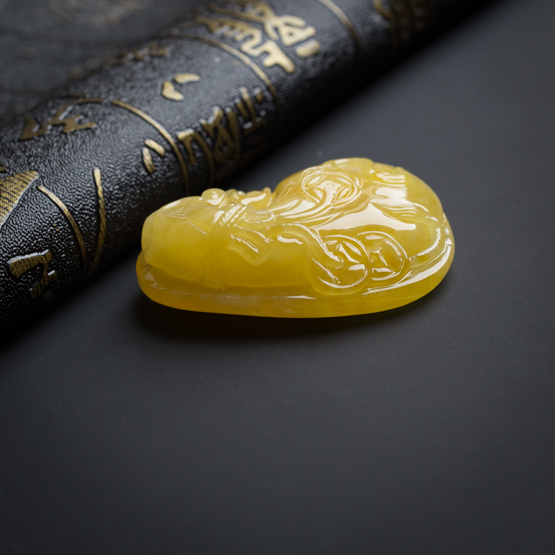 波罗的海天然鸡油黄蜜蜡吊坠-红掌柜