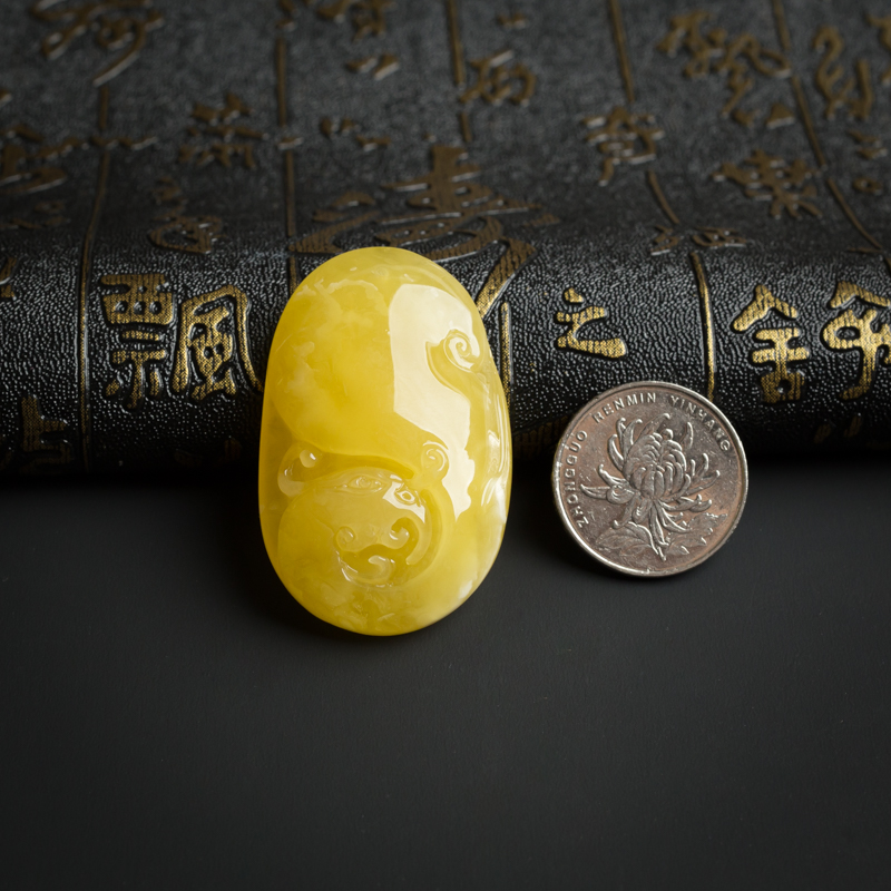 满蜜鸡油黄蜜蜡吊坠-红掌柜