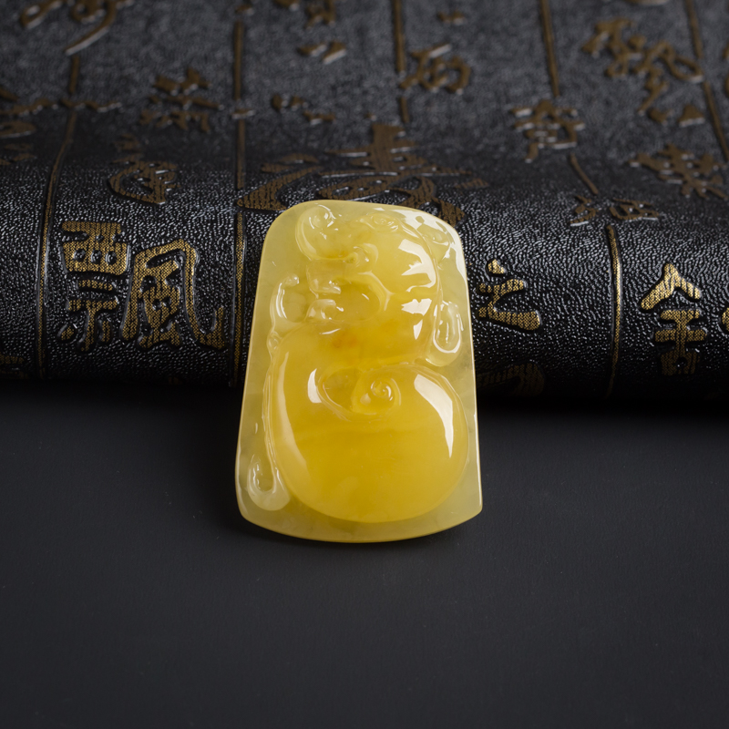 波罗的海满蜜鸡油黄蜜蜡古龙吊坠-红掌柜