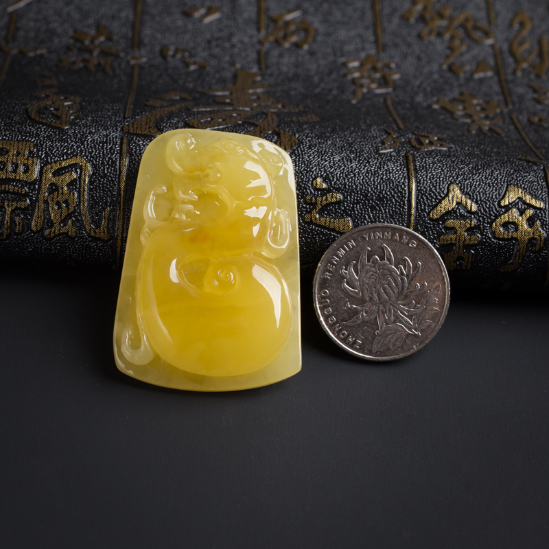 鸡油黄蜜蜡吊坠-红掌柜