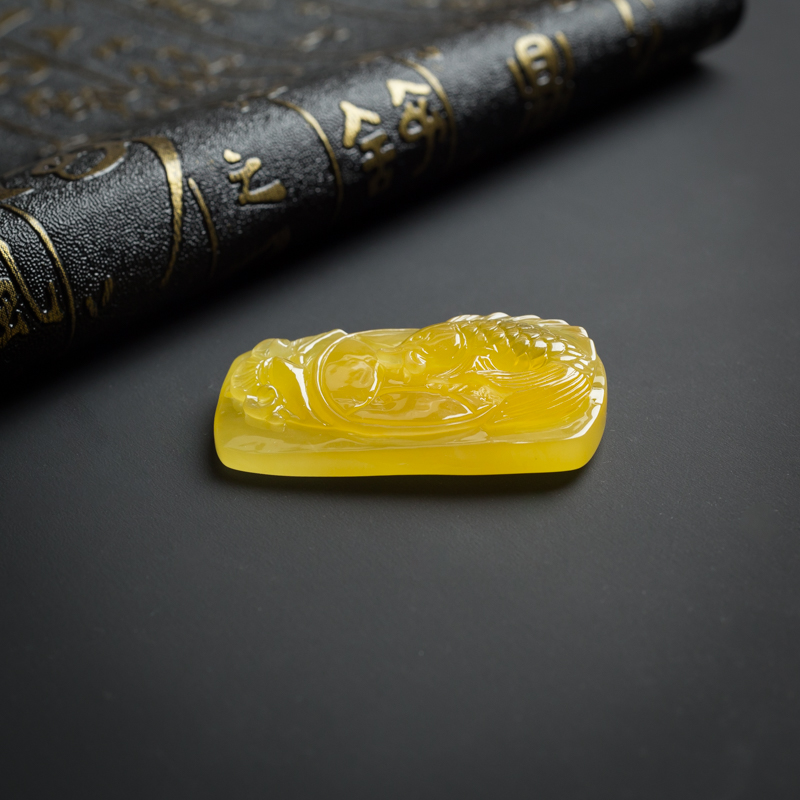 波罗的海天然鸡油黄蜜蜡年年有余吊坠-红掌柜