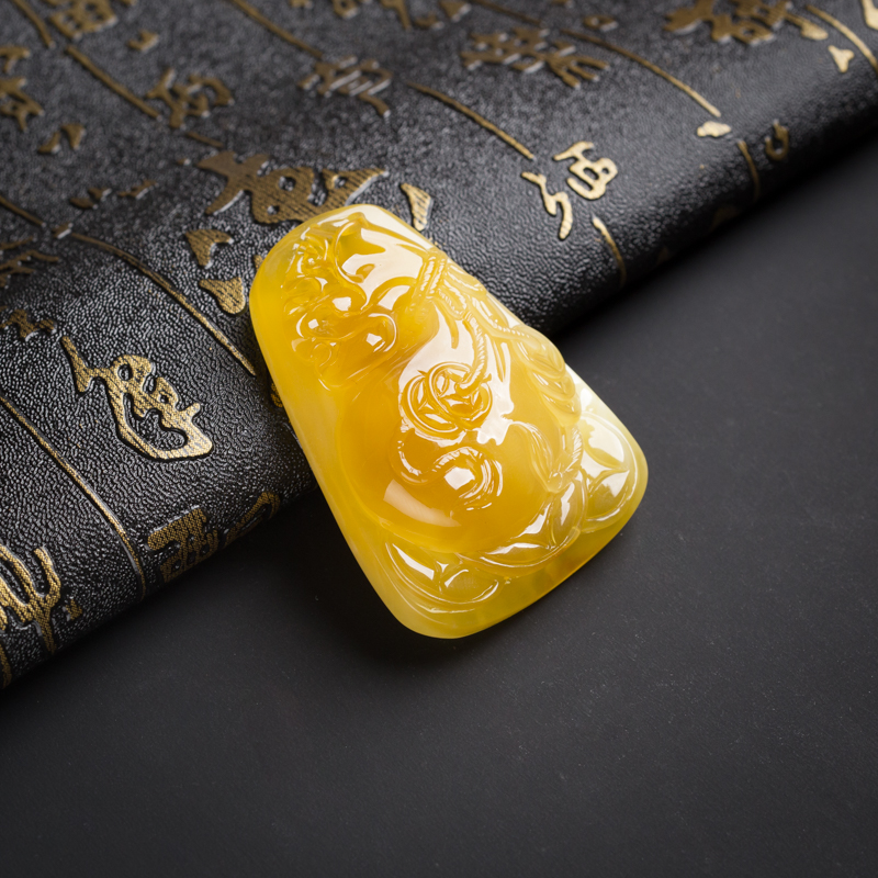 鸡油黄蜜蜡挂坠-红掌柜