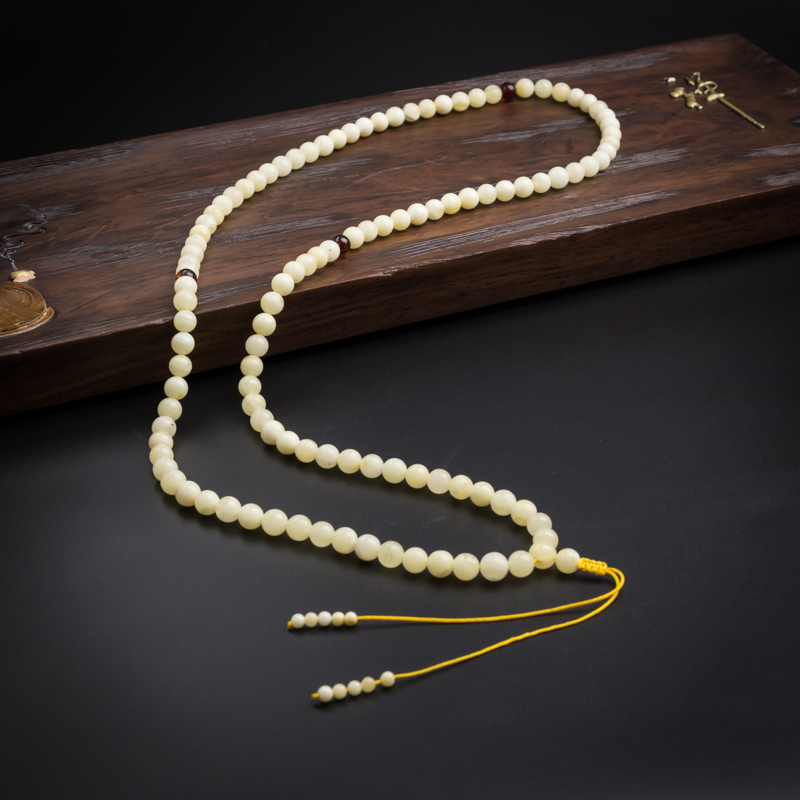 白花蜜蜜蜡108手串-红掌柜