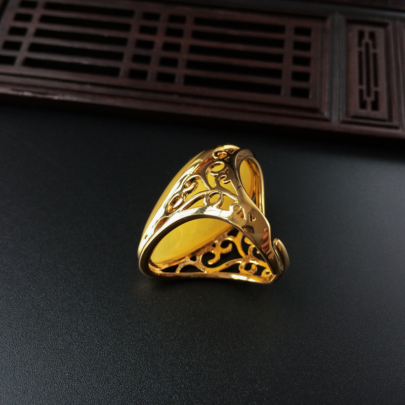 满黄蜜蜡开口戒指 - 红掌柜