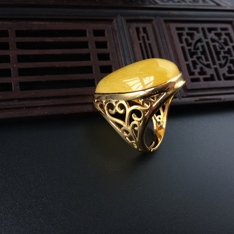 蜜蜡开口戒指 - 红掌柜