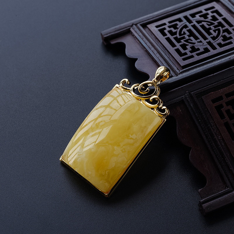 波罗的海天然满蜜蜜蜡无事牌吊坠-红掌柜