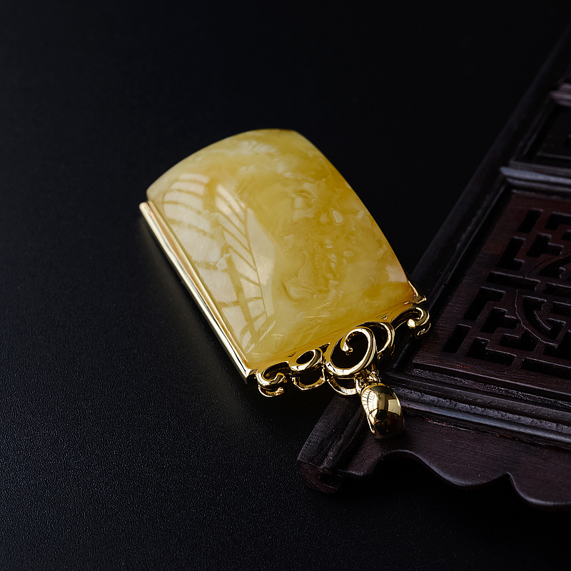 波罗的海银镀金天然满蜜蜜蜡吊坠-红掌柜