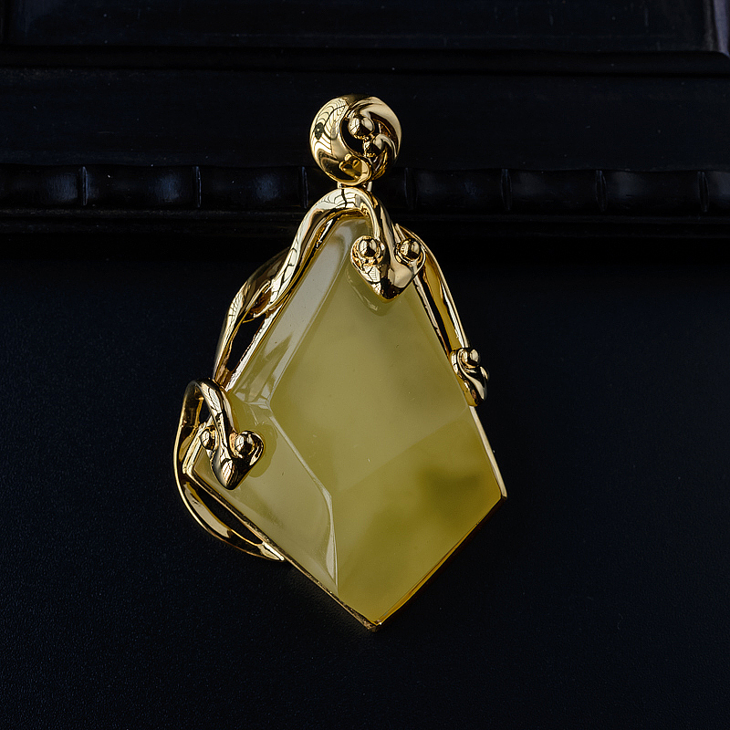 银镀金蜜蜡随形吊坠-红掌柜