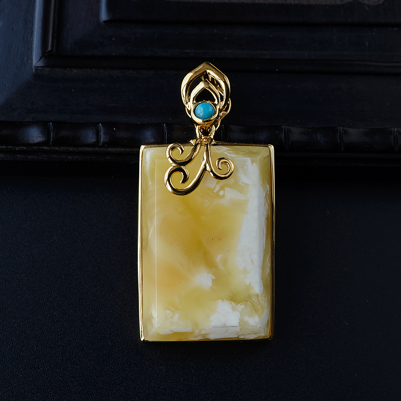 银镀金蜜蜡无事牌-红掌柜