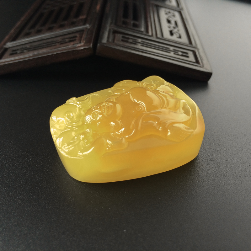 鸡油黄蜜蜡佛吊坠-红掌柜