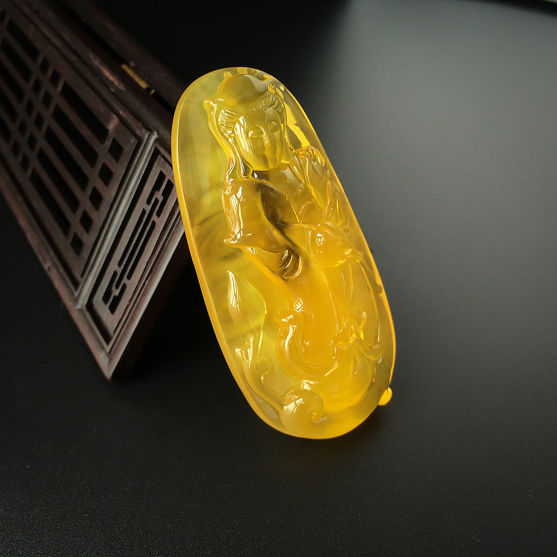 蜜蜡观音吊坠-红掌柜