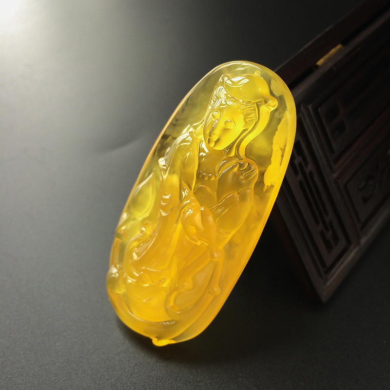 鸡油黄蜜蜡吊坠-红掌柜