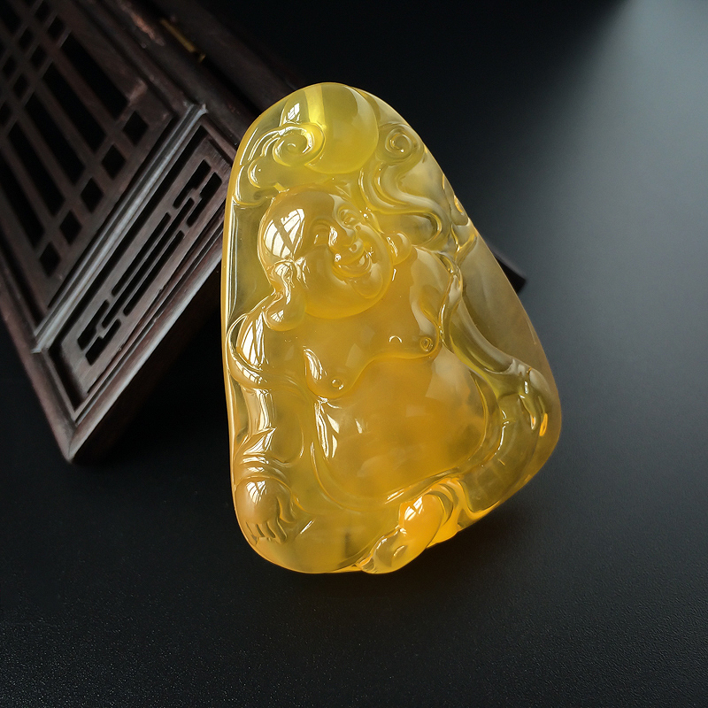 鸡油黄蜜蜡佛吊坠-红掌柜