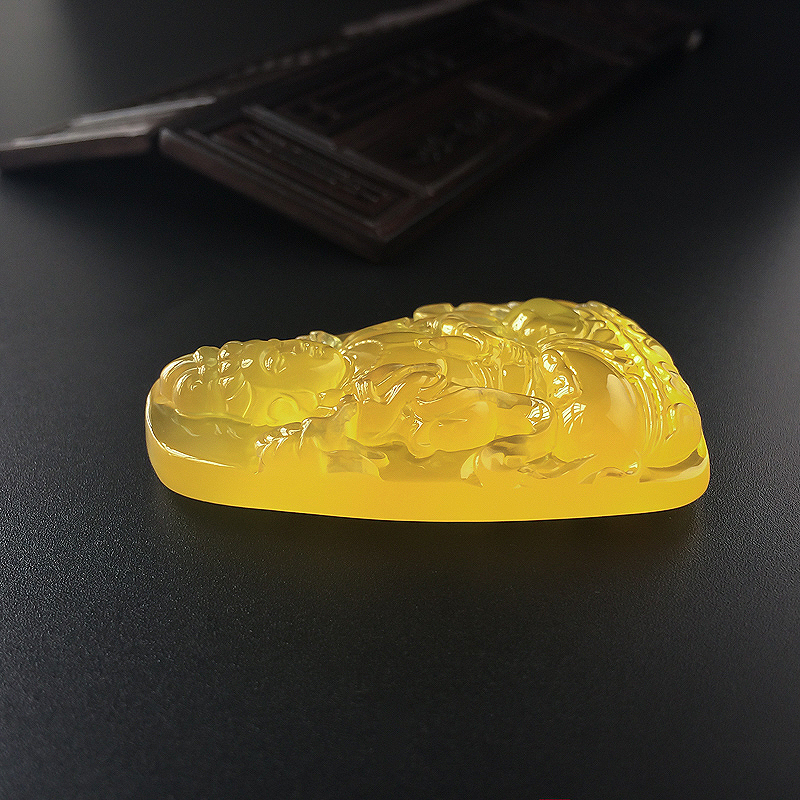 鸡油黄蜜蜡吊坠-红掌柜