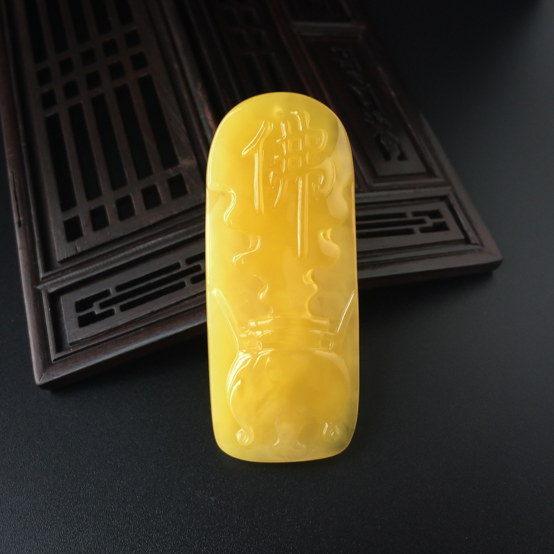 波罗的海天然鸡油黄金包蜜佛吊坠 - 红掌柜