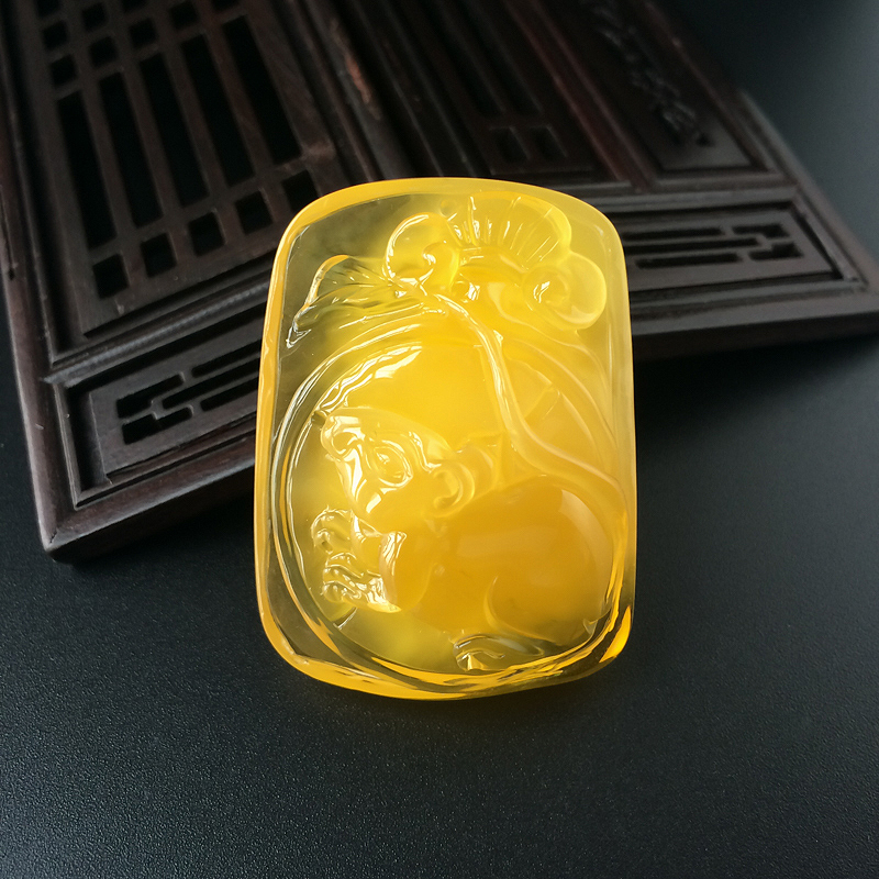 波罗的海天然鸡油黄金包蜜数钱吊坠 - 红掌柜