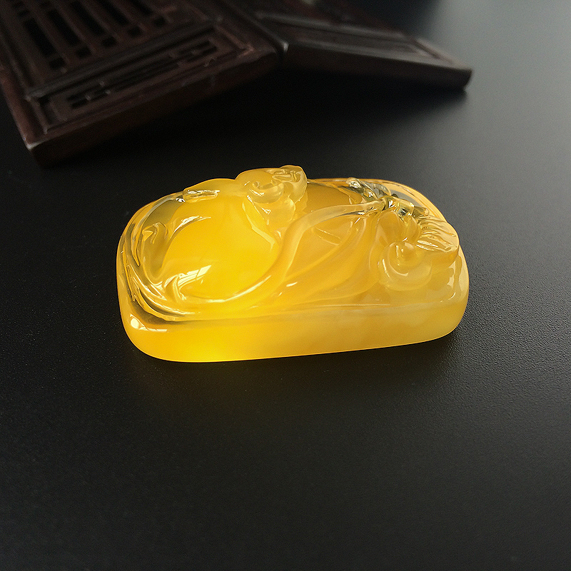 波罗的海天然鸡油黄金包蜜吊坠 - 红掌柜