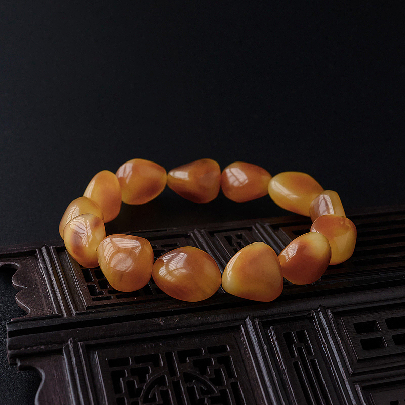 带皮蜜蜡手串 - 红掌柜