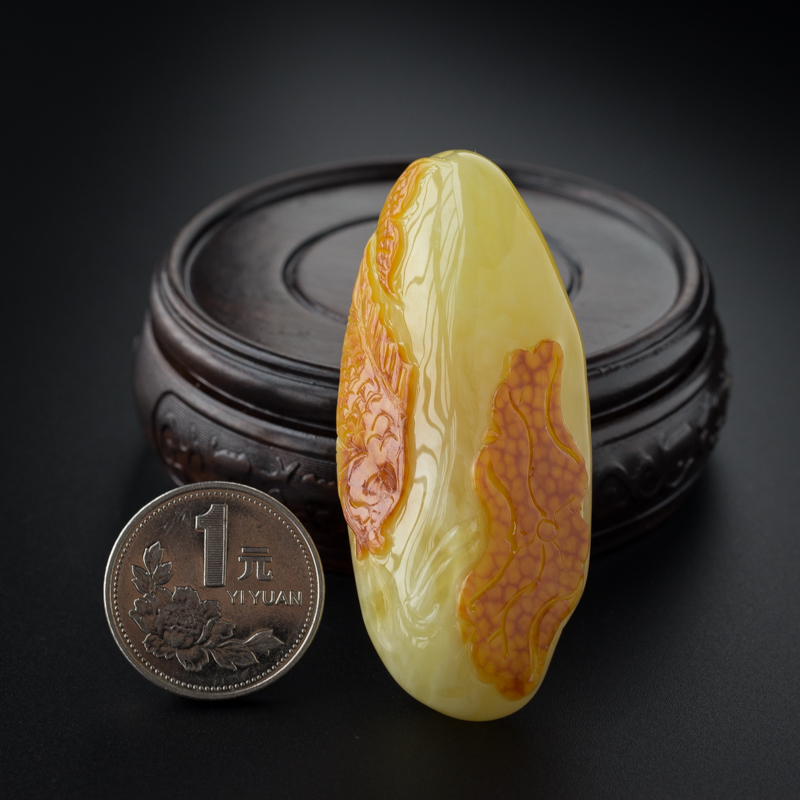 蜜蜡年年有鱼吊坠-红掌柜