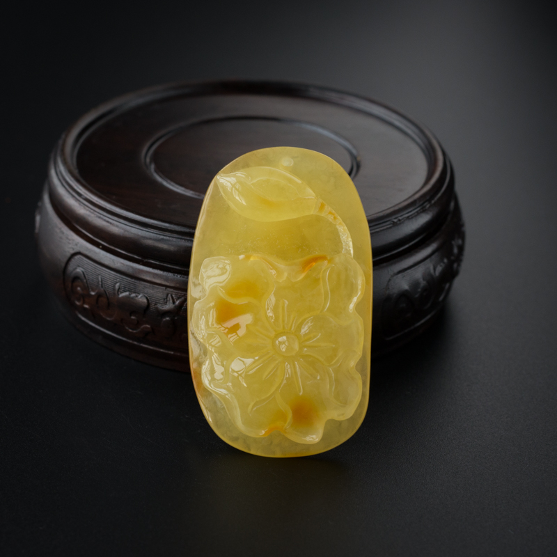 波罗的海天然鸡油黄蜜蜡一品清廉吊坠-红掌柜