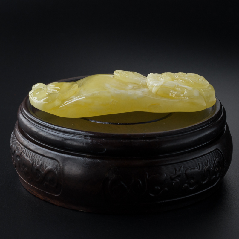 满蜜黄白蜜蜡龙吊坠-红掌柜