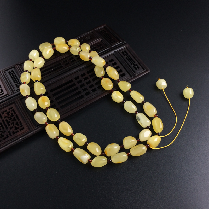 柠檬黄蜜蜡随形挂链-红掌柜