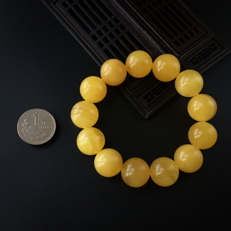 天然鸡油红蜜蜡手串-红掌柜