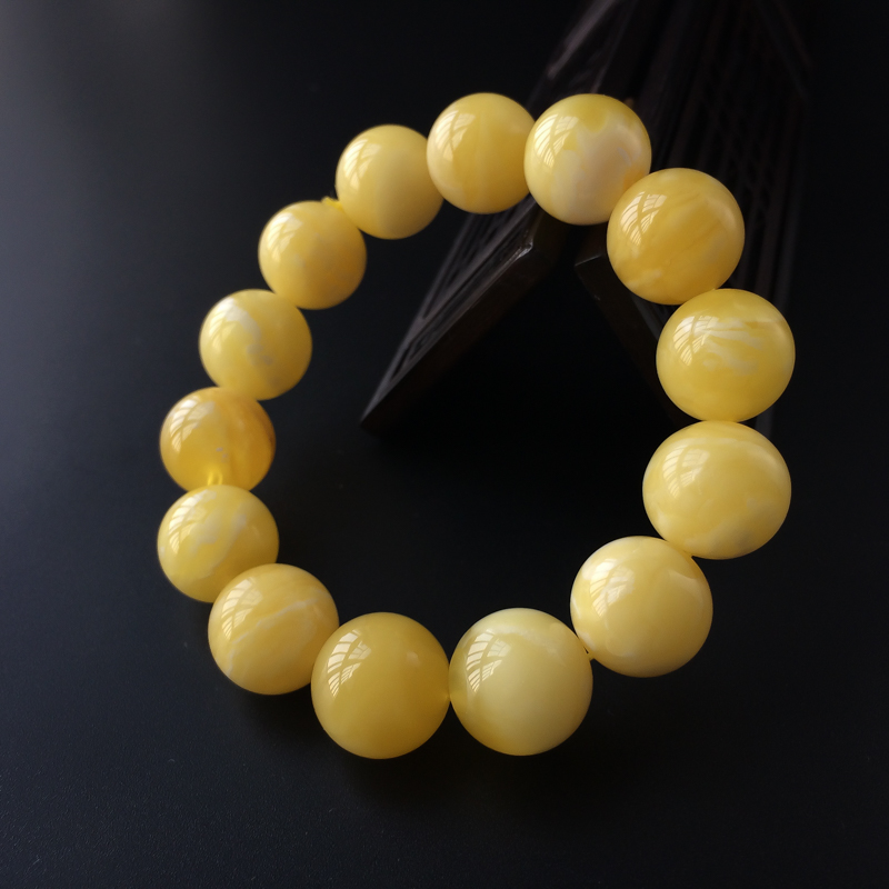 15.5mm波罗的海白花蜜蜜蜡手串-红掌柜