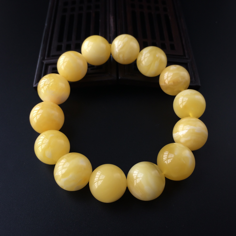 15.5mm波罗的海天然白花蜜蜜蜡手串-红掌柜