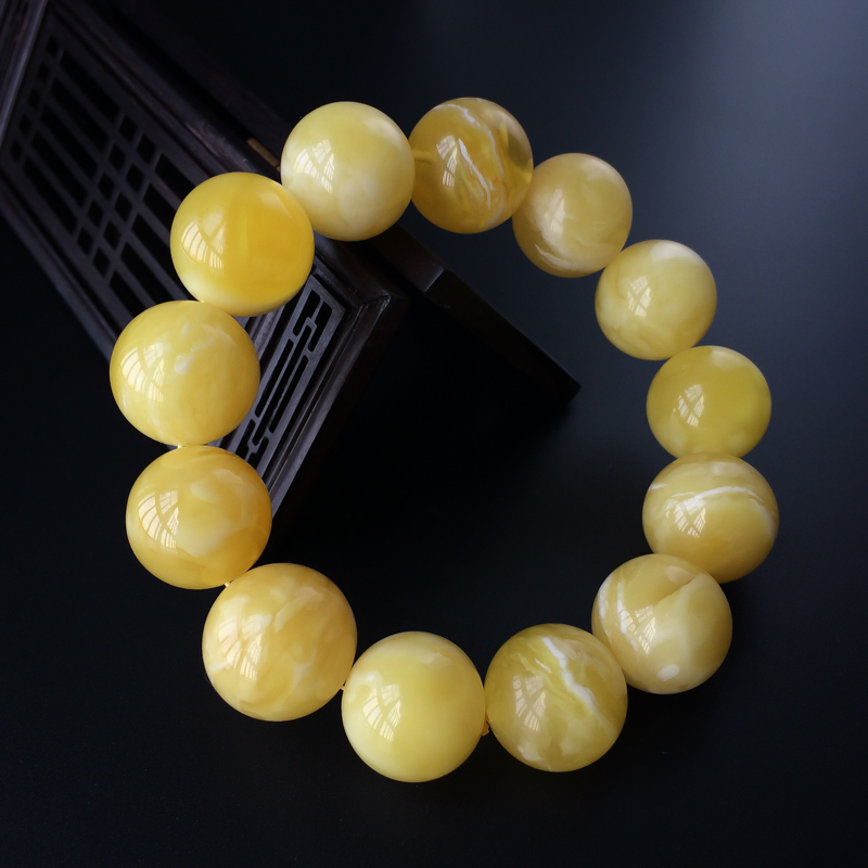 17mm天然白花蜜蜜蜡手串-红掌柜