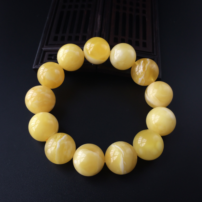 17mm波罗的海天然白花蜜蜜蜡手串-红掌柜