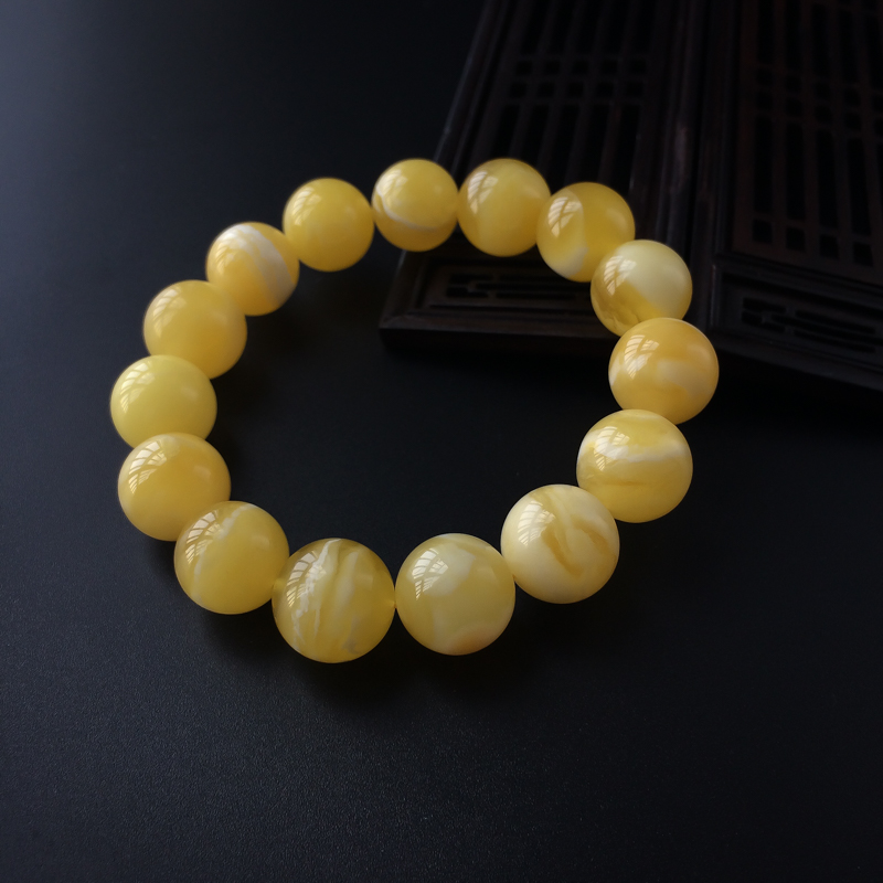 14.5mm波罗的海白花蜜蜜蜡手串-红掌柜