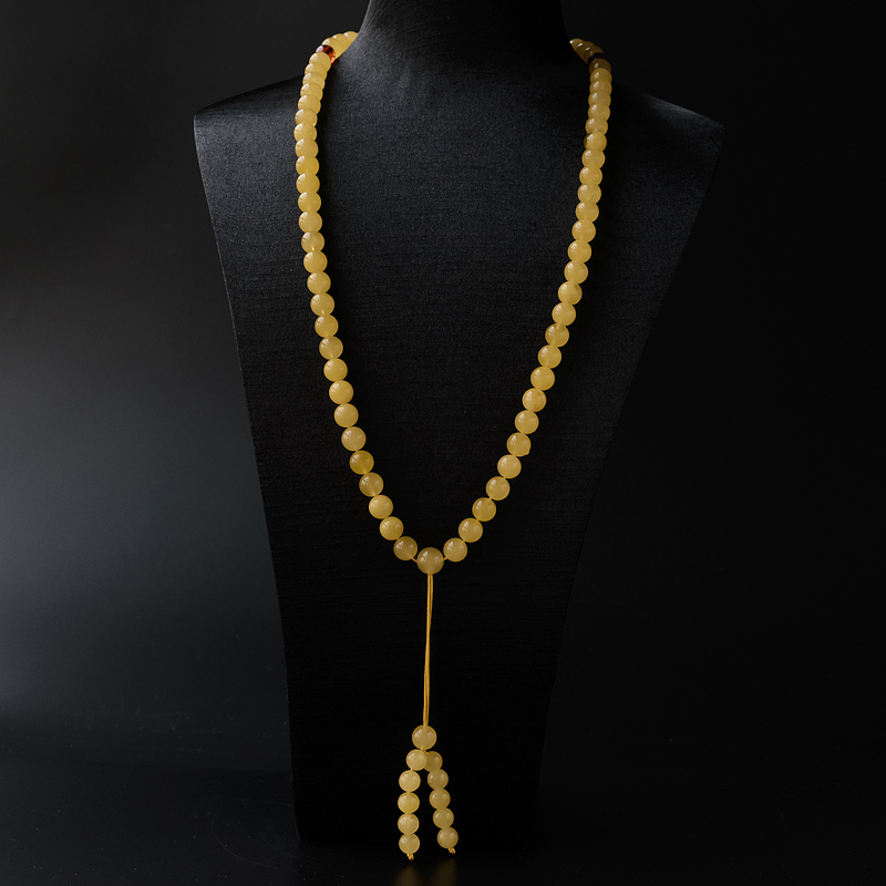 鸡油黄蜜蜡108颗佛珠手串-红掌柜