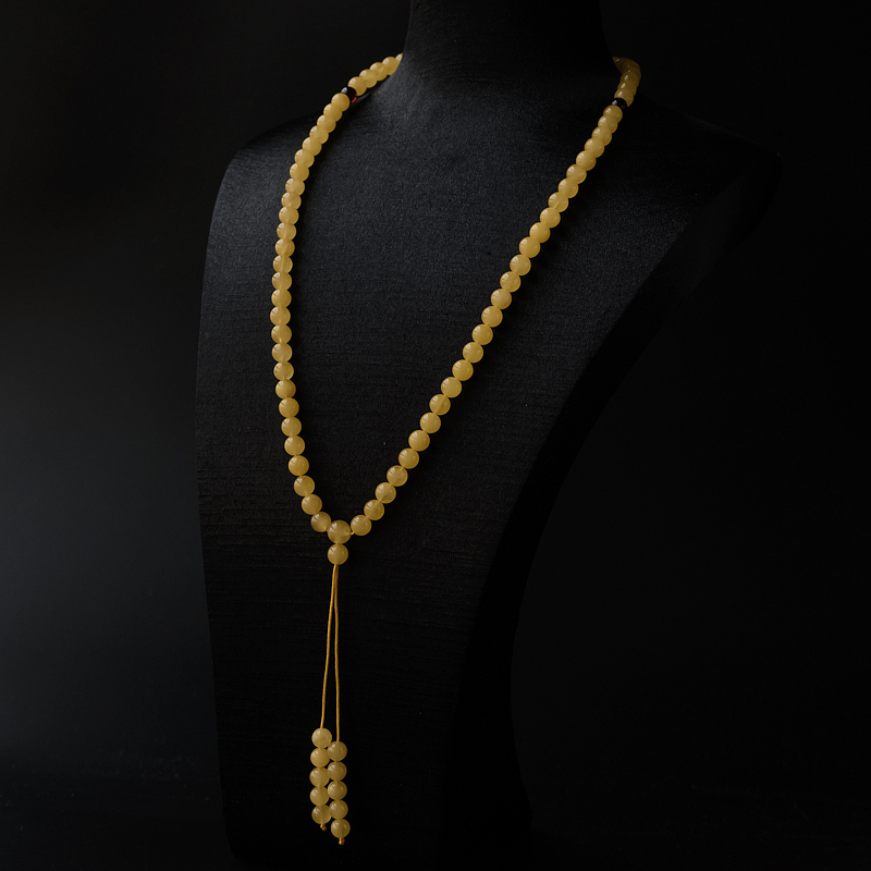 鸡油黄蜜蜡108颗佛珠-红掌柜