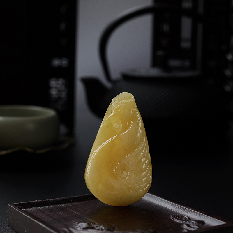 波罗的海天然满蜜黄白蜜古凤吊坠 - 红掌柜