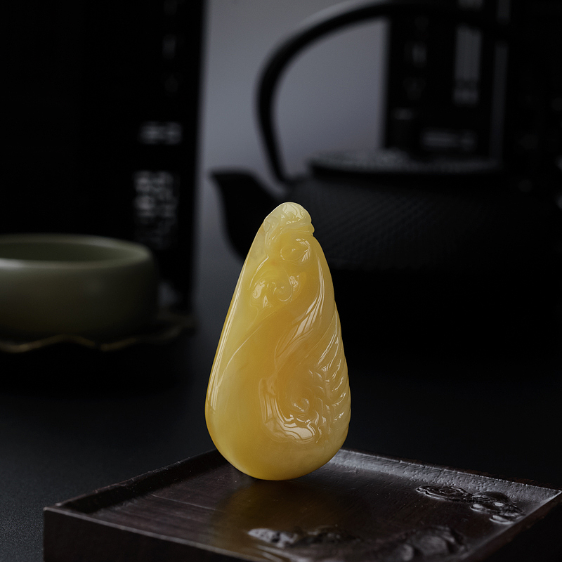 天然满蜜黄白蜜古凤吊坠 - 红掌柜